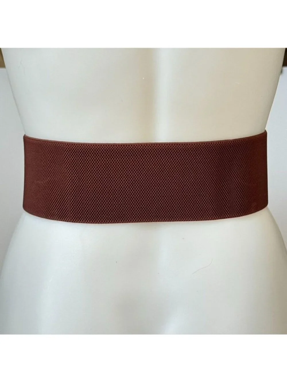 GK GRACE KARIN Belt Brown Faux Leather Front Elastic Back Gold Tone Women’s XL